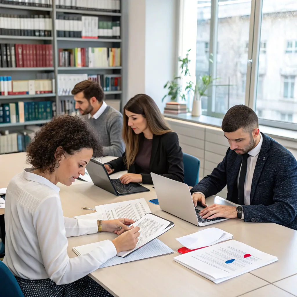 Professional translation team at work